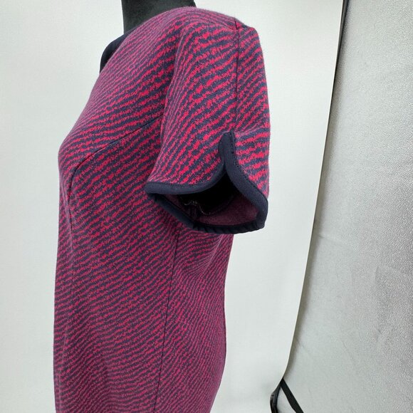 Talbots Ponte Midi Dress Zip Contrast Zip Career‎ Stretch Short Sleeve Knit 12P - Picture 3 of 8